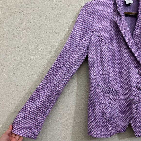 CABI The Maverick Imperial Blazer Jacket Lavender Argyle Office Preppy - Picture 7 of 15